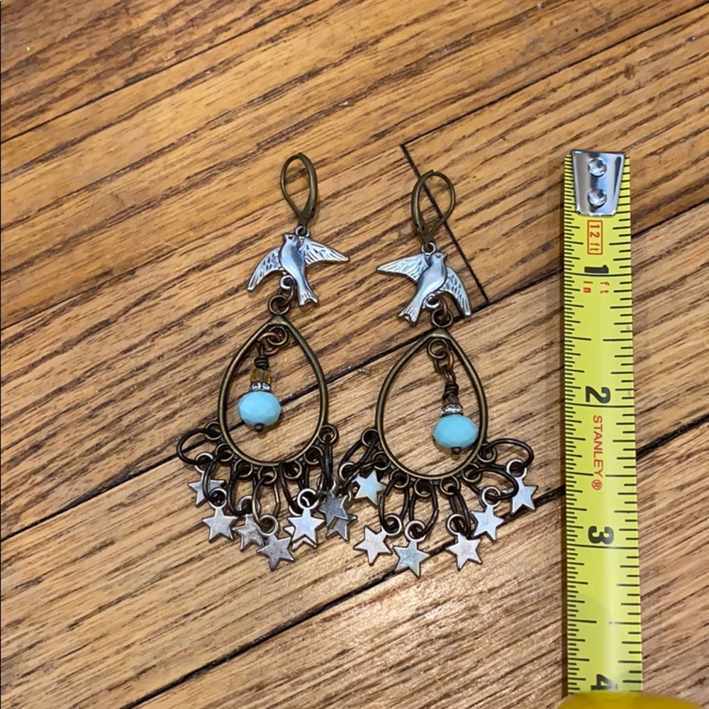 Handmade upcycled dangle earrings - Picture 3 of 3